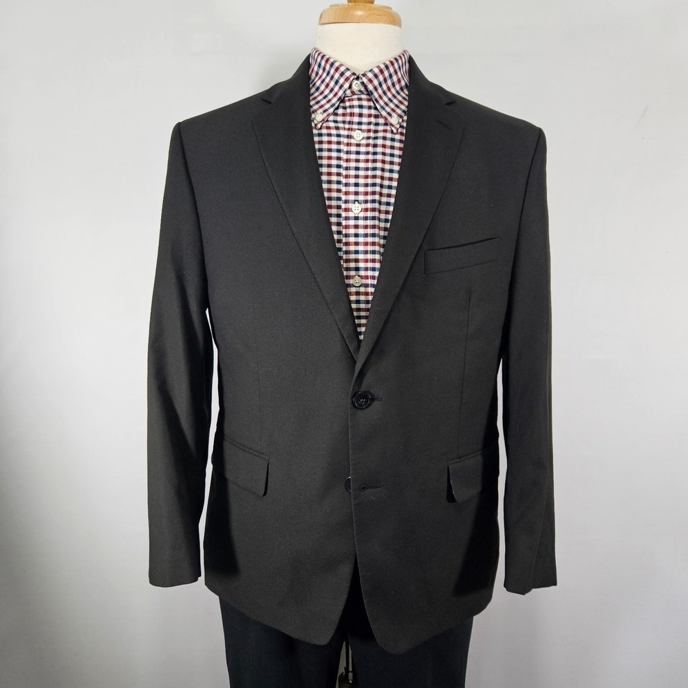 Izod Men's Sport Coat Blazer Two Button Solid Black Polyester Blend Size 44S